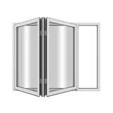 KaMic Elite-Fold 36" x 36" 2-Panel Aluminum Folding Window in Sleek White with Hidden Hinges & Rollers, Right-to-Left Outward Folding Design - Model # SE-FW2PWH3636-RL