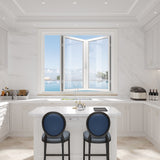 KaMic Elite-Fold 48" x 42" 2-Panel Aluminum Folding Window in Sleek White with Hidden Hinges & Rollers, Right-to-Left Outward Folding Design - Model # SE-FW2PWH4842-RL