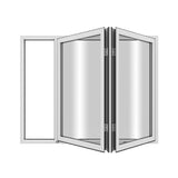 KaMic Elite-Fold 60" x 48" 2-Panel Aluminum Folding Window in Sleek White with Hidden Hinges & Rollers, Left-to-Right Outward Folding Design - Model # SE-FW2PWH6048-LR