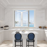 KaMic Elite-Fold 60" x 48" 2-Panel Aluminum Folding Window in Sleek White with Hidden Hinges & Rollers, Left-to-Right Outward Folding Design - Model # SE-FW2PWH6048-LR