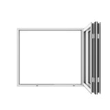 KaMic Elite-Fold 60" x 48" 2-Panel Aluminum Folding Window in Sleek White with Hidden Hinges & Rollers, Left-to-Right Outward Folding Design - Model # SE-FW2PWH6048-LR