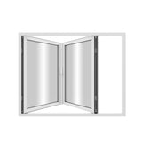 KaMic Elite-Fold 60" x 48" 2-Panel Aluminum Folding Window in Sleek White with Hidden Hinges & Rollers, Left-to-Right Outward Folding Design - Model # SE-FW2PWH6048-LR