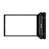 KaMic Elite-Fold 72" x 36" 3-Panel Aluminum Folding Window in Sleek Black with Hidden Hinges & Rollers, Left-to-Right Outward Folding Design - Model # SE-FW3PBK7236-LR
