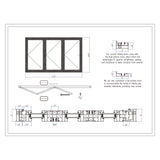 KaMic Elite-Fold 72" x 48" 3-Panel Aluminum Folding Window in Sleek Black with Hidden Hinges & Rollers, Right-to-Left Outward Folding Design - Model # SE-FW3PBK7248-RL