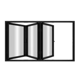 KaMic Elite-Fold 96" x 48" 3-Panel Aluminum Folding Window in Sleek Black with Hidden Hinges & Rollers, Left-to-Right Outward Folding Design - Model # SE-FW3PBK9648-LR