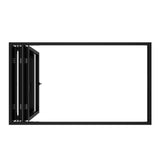 KaMic Elite-Fold 96" x 48" 3-Panel Aluminum Folding Window in Sleek Black with Hidden Hinges & Rollers, Left-to-Right Outward Folding Design - Model # SE-FW3PBK9648-LR