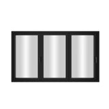 KaMic Elite-Fold 96" x 48" 3-Panel Aluminum Folding Window in Sleek Black with Hidden Hinges & Rollers, Left-to-Right Outward Folding Design - Model # SE-FW3PBK9648-LR