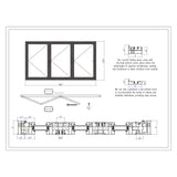 KaMic Elite-Fold 96" x 48" 3-Panel Aluminum Folding Window in Sleek Black with Hidden Hinges & Rollers, Right-to-Left Outward Folding Design - Model # SE-FW3PBK9648-RL