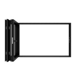 KaMic Elite-Fold 96" x 48" 3-Panel Aluminum Folding Window in Sleek Black with Hidden Hinges & Rollers, Right-to-Left Outward Folding Design - Model # SE-FW3PBK9648-RL