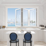 KaMic Elite-Fold 72" x 48" 3-Panel Aluminum Folding Window in Sleek White with Hidden Hinges & Rollers, Right-to-Left Outward Folding Design - Model # SE-FW3PWH7248-RL