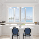 KaMic Elite-Fold 96" x 48" 3-Panel Aluminum Folding Window in Sleek White with Hidden Hinges & Rollers, Left-to-Right Outward Folding Design - Model # SE-FW3PWH9648-LR