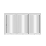 KaMic Elite-Fold 96" x 48" 3-Panel Aluminum Folding Window in Sleek White with Hidden Hinges & Rollers, Left-to-Right Outward Folding Design - Model # SE-FW3PWH9648-LR