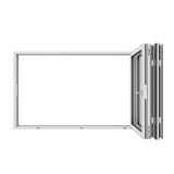 KaMic Elite-Fold 96" x 48" 3-Panel Aluminum Folding Window in Sleek White with Hidden Hinges & Rollers, Left-to-Right Outward Folding Design - Model # SE-FW3PWH9648-LR