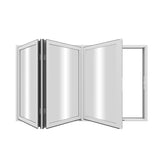 KaMic Elite-Fold 96" x 48" 3-Panel Aluminum Folding Window in Sleek White with Hidden Hinges & Rollers, Right-to-Left Outward Folding Design - Model # SE-FW3PWH9648-RL
