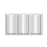 KaMic Elite-Fold 96" x 48" 3-Panel Aluminum Folding Window in Sleek White with Hidden Hinges & Rollers, Right-to-Left Outward Folding Design - Model # SE-FW3PWH9648-RL