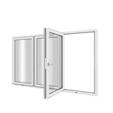 KaMic Elite-Fold 96" x 48" 3-Panel Aluminum Folding Window in Sleek White with Hidden Hinges & Rollers, Right-to-Left Outward Folding Design - Model # SE-FW3PWH9648-RL