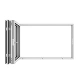 KaMic Elite-Fold 96" x 48" 3-Panel Aluminum Folding Window in Sleek White with Hidden Hinges & Rollers, Right-to-Left Outward Folding Design - Model # SE-FW3PWH9648-RL