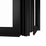 KaMic Elite-Fold 72" x 42" 4-Panel Aluminum Folding Window in Sleek Black with Hidden Hinges & Rollers, Dual Open Outward Folding Design - Model # SE-FW4PBK7242-DO