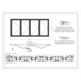 KaMic Elite-Fold 72" x 42" 4-Panel Aluminum Folding Window in Sleek Black with Hidden Hinges & Rollers, Left-to-Right Outward Folding Design - Model # SE-FW4PBK7242-LR