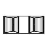 KaMic Elite-Fold 96" x 48" 4-Panel Aluminum Folding Window in Sleek Black with Hidden Hinges & Rollers, Dual Open Outward Folding Design - Model # SE-FW4PBK9648-DO