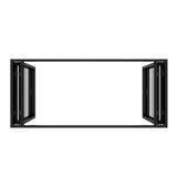 KaMic Elite-Fold 96" x 48" 4-Panel Aluminum Folding Window in Sleek Black with Hidden Hinges & Rollers, Dual Open Outward Folding Design - Model # SE-FW4PBK9648-DO