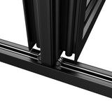 KaMic Elite-Fold 96" x 48" 4-Panel Aluminum Folding Window in Sleek Black with Hidden Hinges & Rollers, Dual Open Outward Folding Design - Model # SE-FW4PBK9648-DO