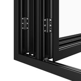 KaMic Elite-Fold 96" x 48" 4-Panel Aluminum Folding Window in Sleek Black with Hidden Hinges & Rollers, Dual Open Outward Folding Design - Model # SE-FW4PBK9648-DO