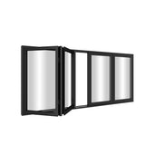 KaMic Elite-Fold 96" x 48" 4-Panel Aluminum Folding Window in Sleek Black with Hidden Hinges & Rollers, Dual Open Outward Folding Design - Model # SE-FW4PBK9648-DO