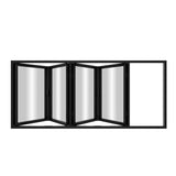 KaMic Elite-Fold 96" x 48" 4-Panel Aluminum Folding Window in Sleek Black with Hidden Hinges & Rollers, Left-to-Right Outward Folding Design - Model # SE-FW4PBK9648-LR