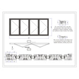KaMic Elite-Fold 96" x 48" 4-Panel Aluminum Folding Window in Sleek Black with Hidden Hinges & Rollers, Left-to-Right Outward Folding Design - Model # SE-FW4PBK9648-LR