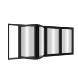 KaMic Elite-Fold 96" x 48" 4-Panel Aluminum Folding Window in Sleek Black with Hidden Hinges & Rollers, Left-to-Right Outward Folding Design - Model # SE-FW4PBK9648-LR