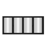 KaMic Elite-Fold 96" x 48" 4-Panel Aluminum Folding Window in Sleek Black with Hidden Hinges & Rollers, Left-to-Right Outward Folding Design - Model # SE-FW4PBK9648-LR