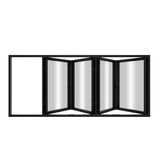 KaMic Elite-Fold 96" x 48" 4-Panel Aluminum Folding Window in Sleek Black with Hidden Hinges & Rollers, Right-to-Left Outward Folding Design - Model # SE-FW4PBK9648-RL