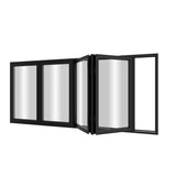 KaMic Elite-Fold 96" x 48" 4-Panel Aluminum Folding Window in Sleek Black with Hidden Hinges & Rollers, Right-to-Left Outward Folding Design - Model # SE-FW4PBK9648-RL
