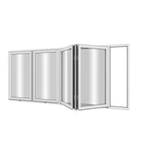 KaMic Elite-Fold 96" x 42" 4-Panel Aluminum Folding Window in Sleek White with Hidden Hinges & Rollers, Right-to-Left Outward Folding Design - Model # SE-FW4PWH9642-RL