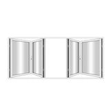KaMic Elite-Fold 96" x 48" 4-Panel Aluminum Folding Window in Sleek White with Hidden Hinges & Rollers, Dual Open Outward Folding Design - Model # SE-FW4PWH9648-DO