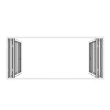 KaMic Elite-Fold 96" x 48" 4-Panel Aluminum Folding Window in Sleek White with Hidden Hinges & Rollers, Dual Open Outward Folding Design - Model # SE-FW4PWH9648-DO