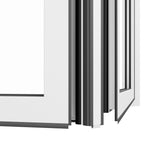 KaMic Elite-Fold 96" x 48" 4-Panel Aluminum Folding Window in Sleek White with Hidden Hinges & Rollers, Dual Open Outward Folding Design - Model # SE-FW4PWH9648-DO