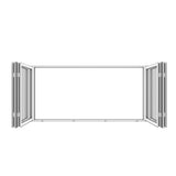 KaMic Elite-Fold 96" x 48" 4-Panel Aluminum Folding Window in Sleek White with Hidden Hinges & Rollers, Dual Open Outward Folding Design - Model # SE-FW4PWH9648-DO