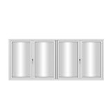 KaMic Elite-Fold 96" x 48" 4-Panel Aluminum Folding Window in Sleek White with Hidden Hinges & Rollers, Dual Open Outward Folding Design - Model # SE-FW4PWH9648-DO