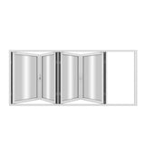 KaMic Elite-Fold 96" x 48" 4-Panel Aluminum Folding Window in Sleek White with Hidden Hinges & Rollers, Left-to-Right Outward Folding Design - Model # SE-FW4PWH9648-LR