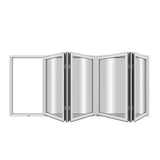 KaMic Elite-Fold 96" x 48" 4-Panel Aluminum Folding Window in Sleek White with Hidden Hinges & Rollers, Left-to-Right Outward Folding Design - Model # SE-FW4PWH9648-LR