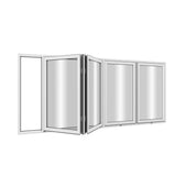 KaMic Elite-Fold 96" x 48" 4-Panel Aluminum Folding Window in Sleek White with Hidden Hinges & Rollers, Left-to-Right Outward Folding Design - Model # SE-FW4PWH9648-LR